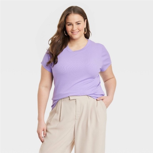 A New Day Lavender Pocket Tee 3X NWT | Plus Size T-Shirt - Picture 1 of 7